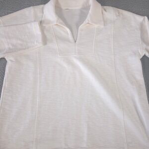 J. Jill Sweater Womens XL White Organic Cotton Slub Knit Split Neck Collar